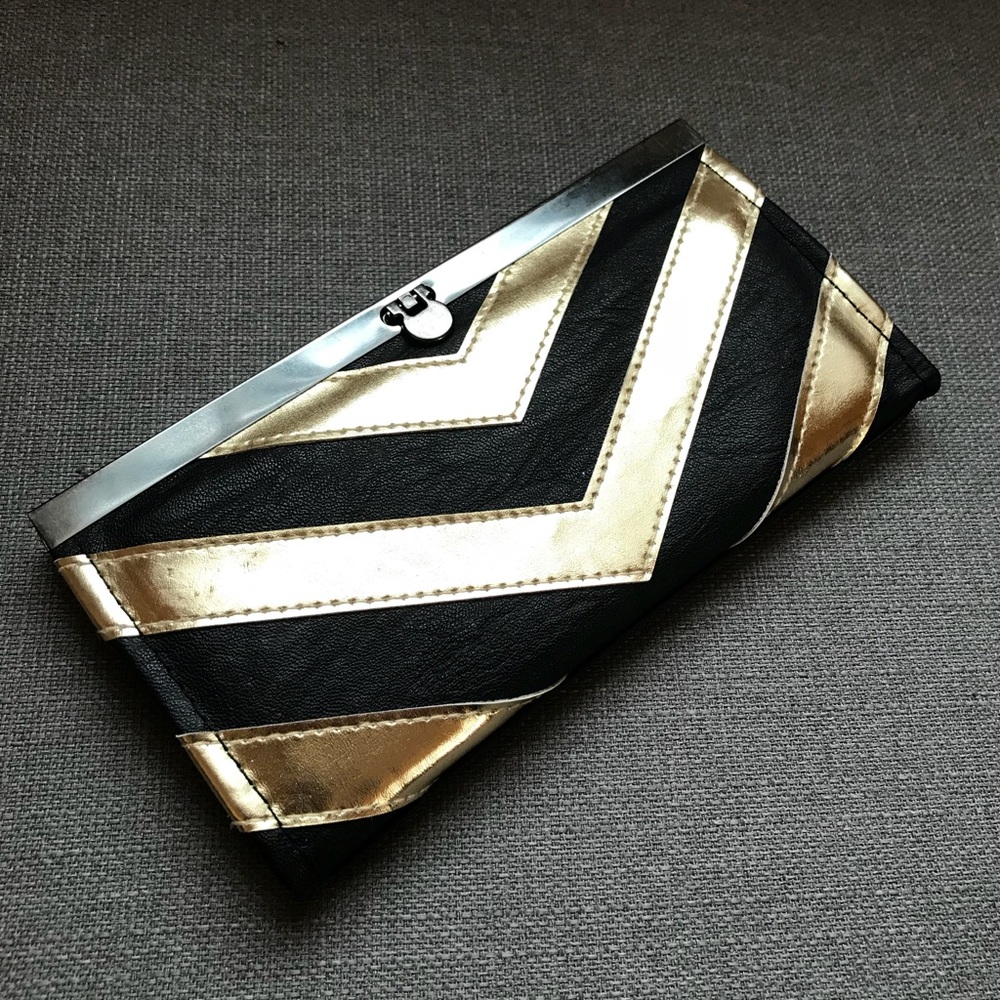 Black and Gold Chevron Clutch